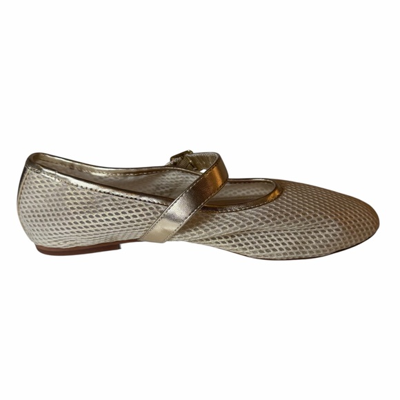 Steve Madden Gold Mesh Dreaming Ballet Flats Shoes Mary Janes Buckle Women 9 - Picture 4 of 7